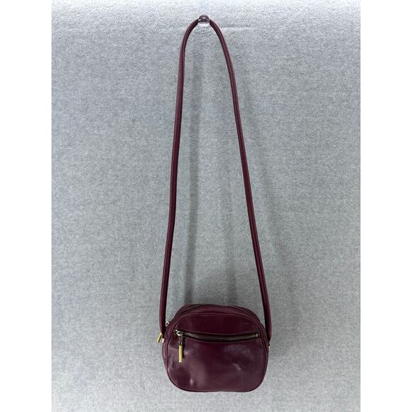 Vintage Etienne Aigner burgundy Crossbody Leather Camera Bag Style Purse Brass - Picture 2 of 10